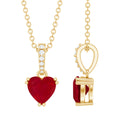 Natural 1 Carat Ruby Heart Necklace with Diamond Bail