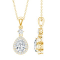 Pear Shaped 1.3 Carat Moissanite Pendant Necklace with Halo