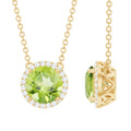 Genuine 2 Carat Peridot and Diamond Halo Necklace