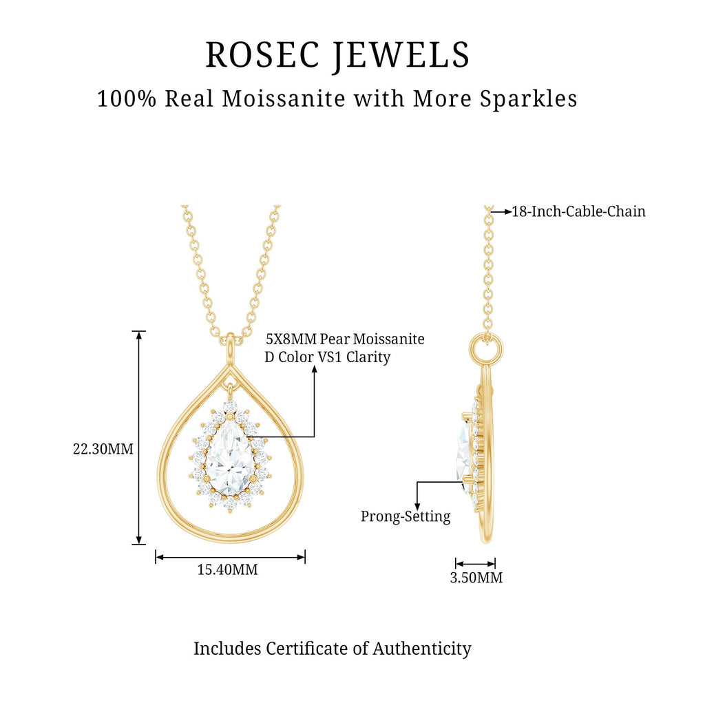 Certified Pear Shaped Moissanite Wedding Necklace for Bride