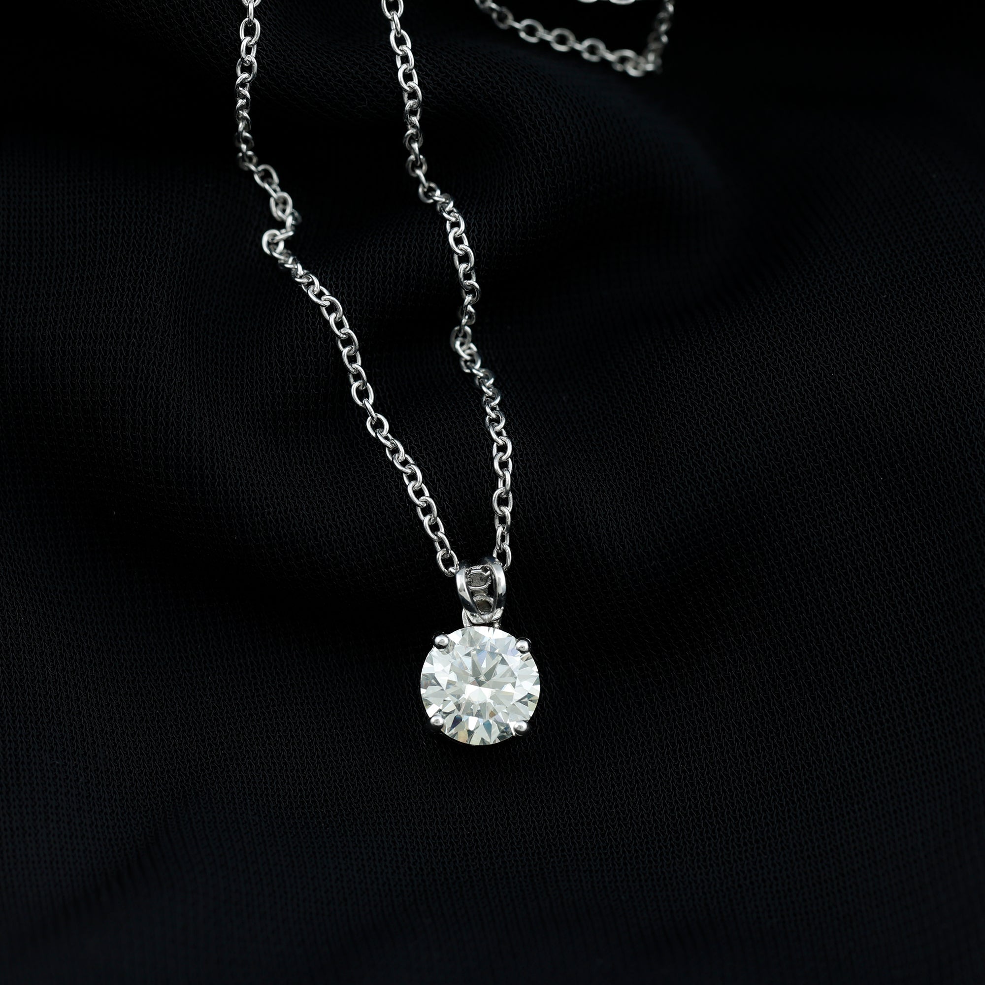Certified 2 Carat Moissanite Solitaire Pendant Necklace With Chain