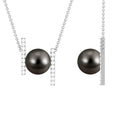 10 MM Bead Set Tahitian Pearl Solitaire Necklace with Diamond