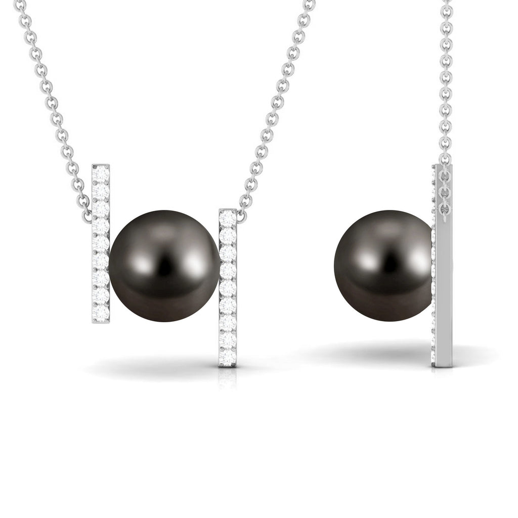 10 MM Bead Set Tahitian Pearl Solitaire Necklace with Diamond