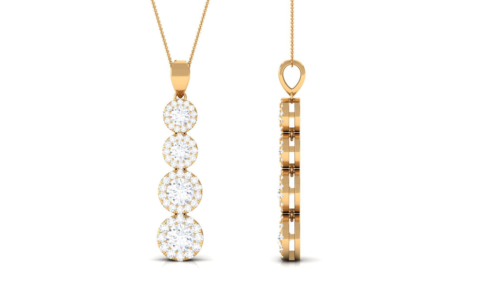 Certified Moissanite Minimal Halo Dangle Pendant
