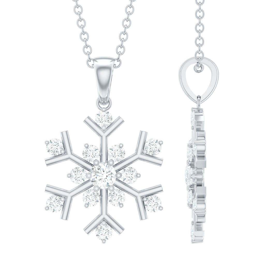 Certified Moissanite Snowflake Pendant Necklace for Women