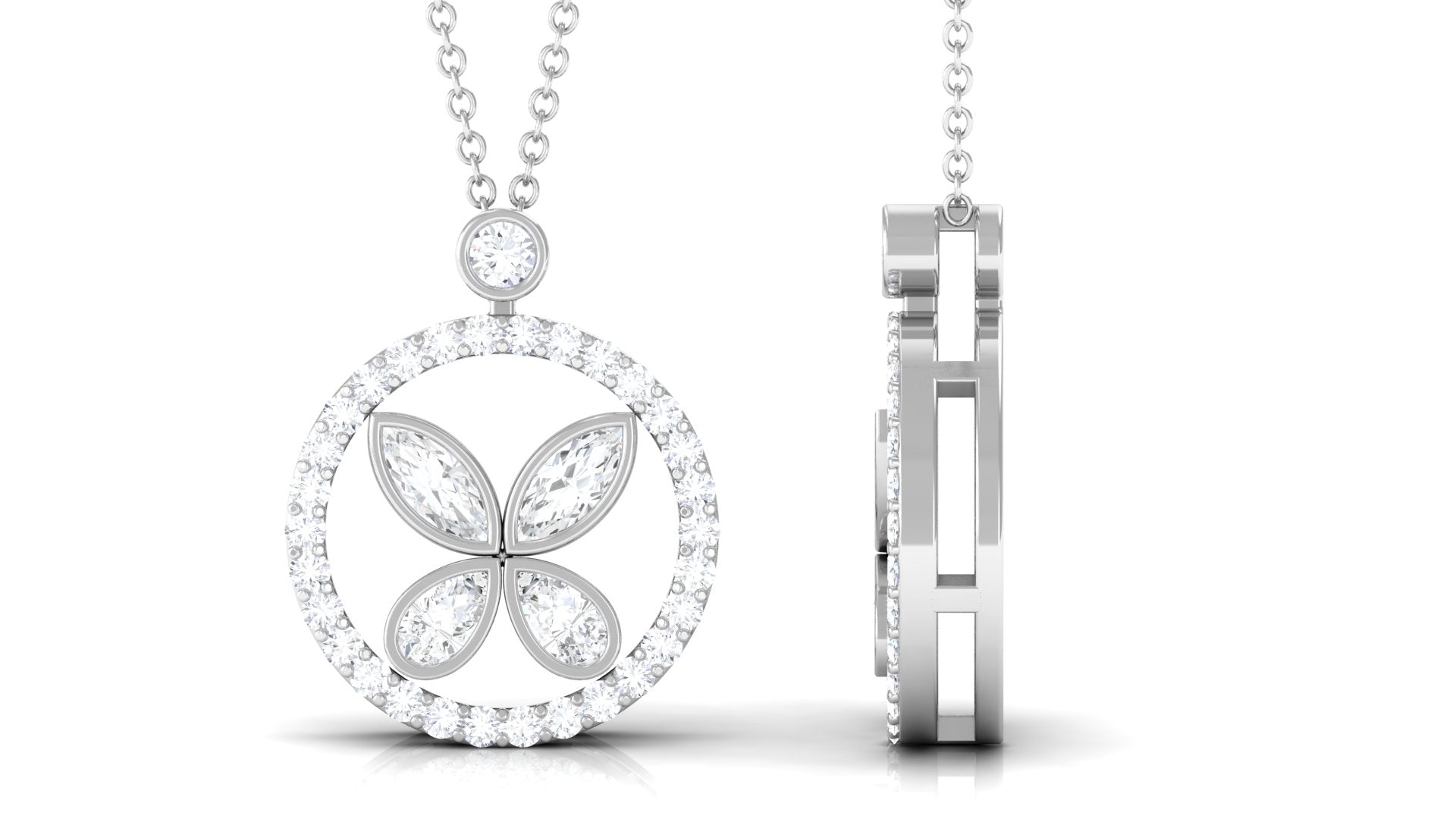 0.50 CT Certified Moissanite Butterfly Pendant