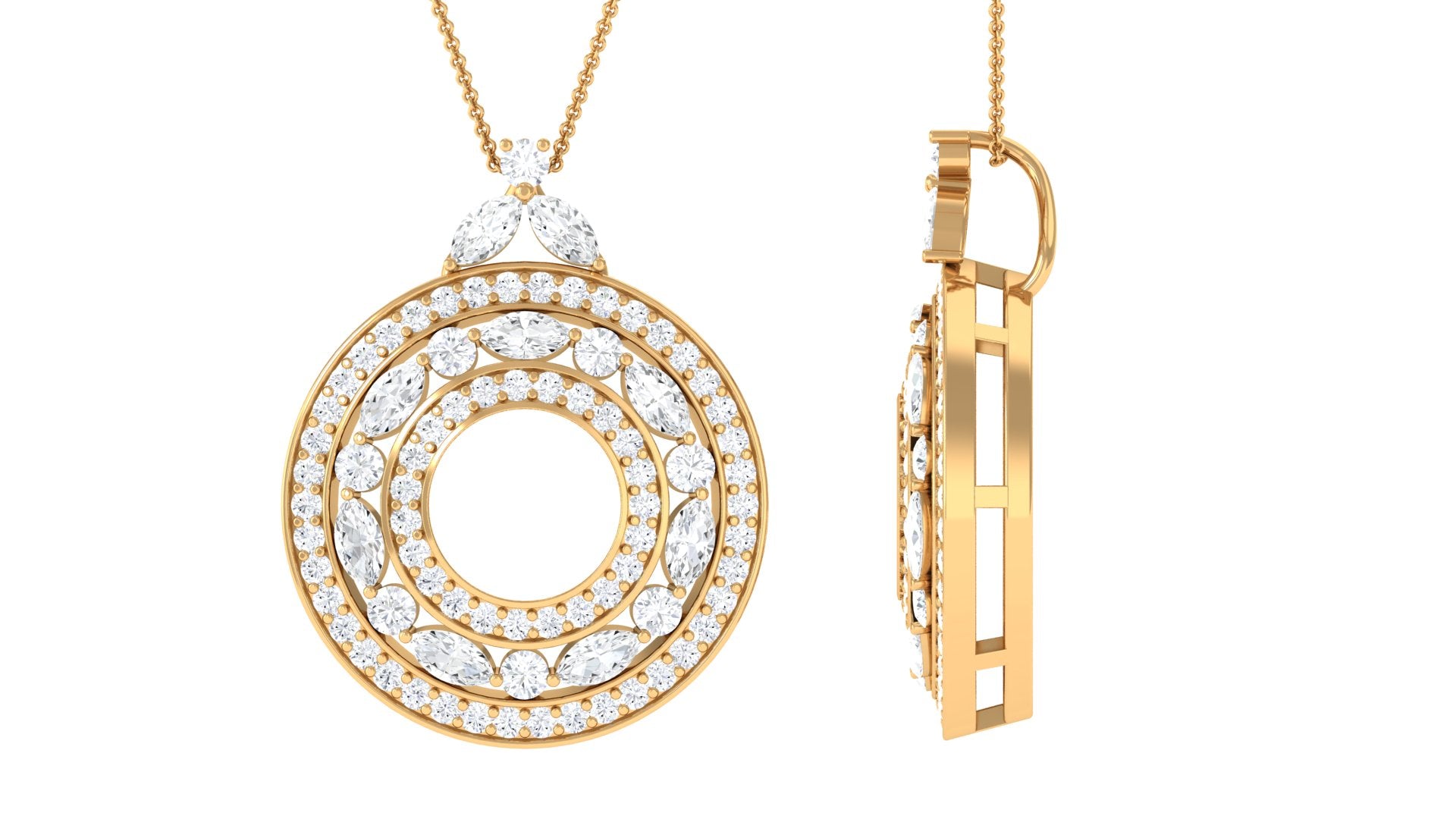 3/4 CT Certified Moissanite Vintage Pendant Necklace