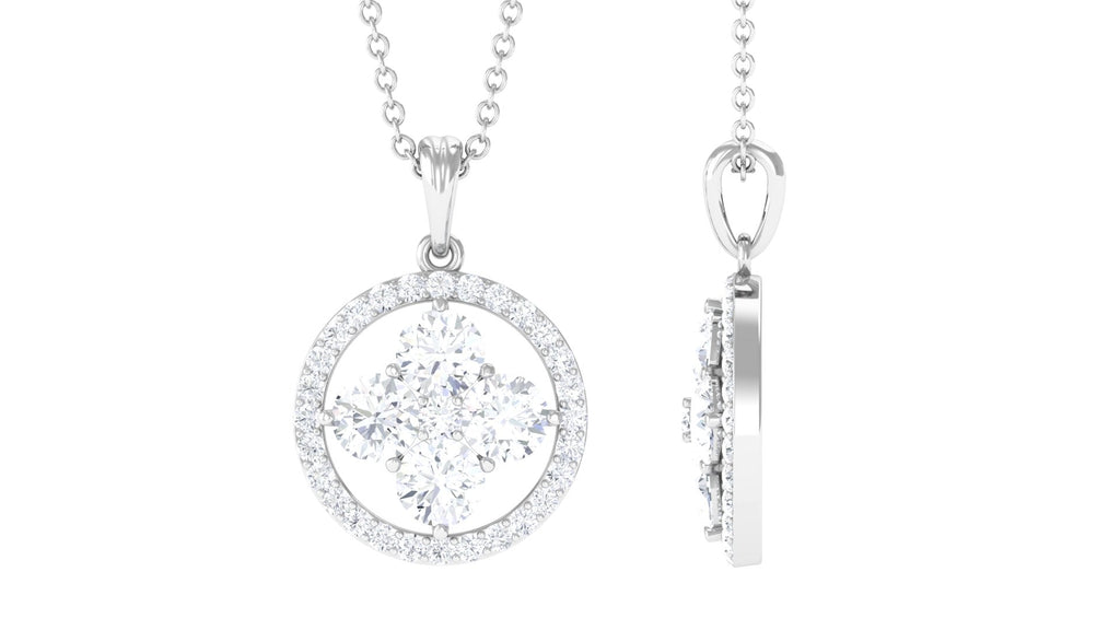 Simple Moissanite Flower Pendant with Halo