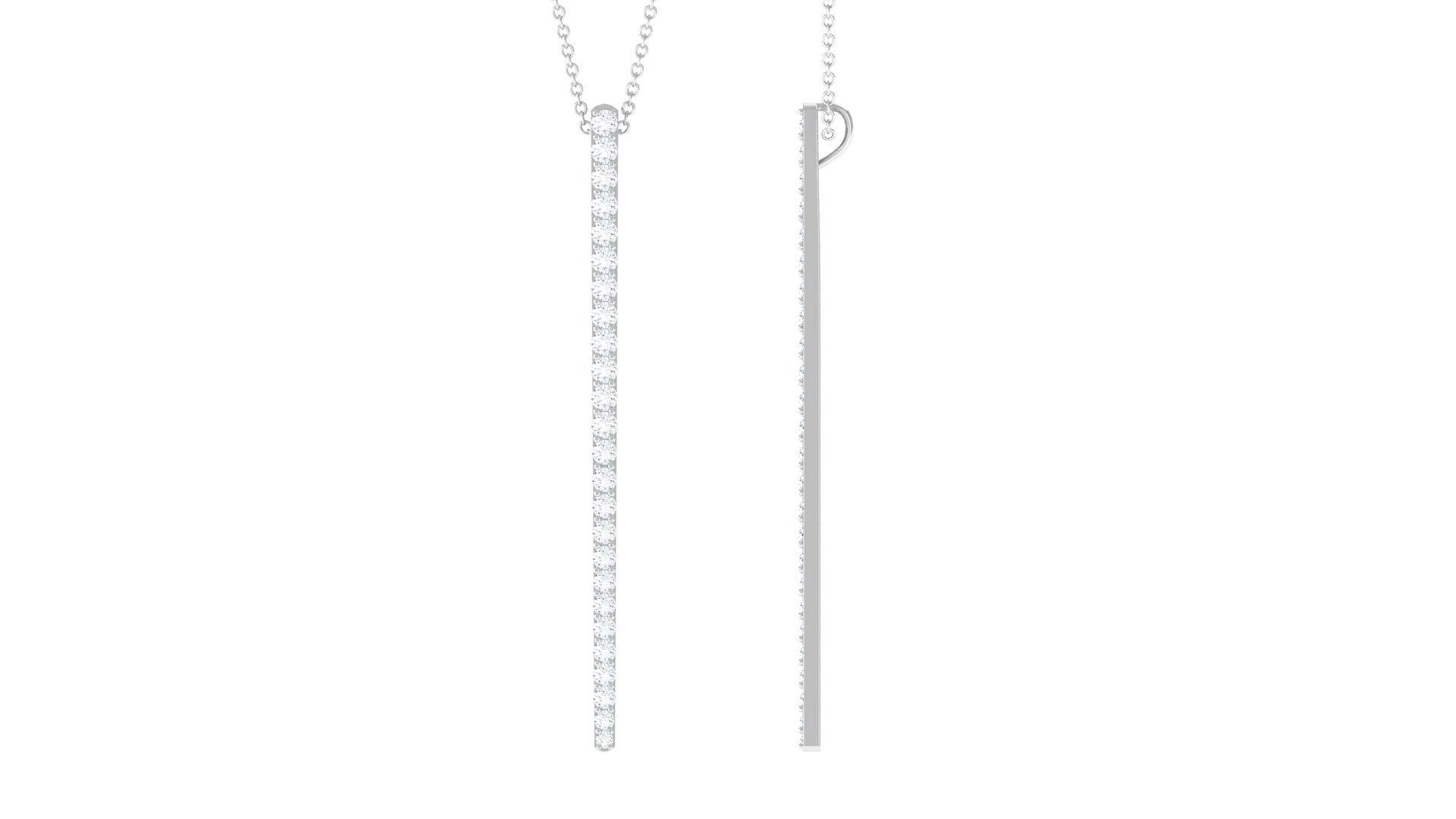 1.25 CT Certified Moissanite Bar Dangle Pendant