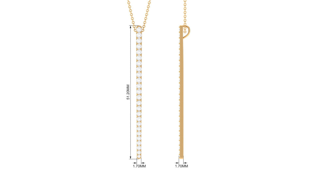 1.25 CT Certified Moissanite Bar Dangle Pendant