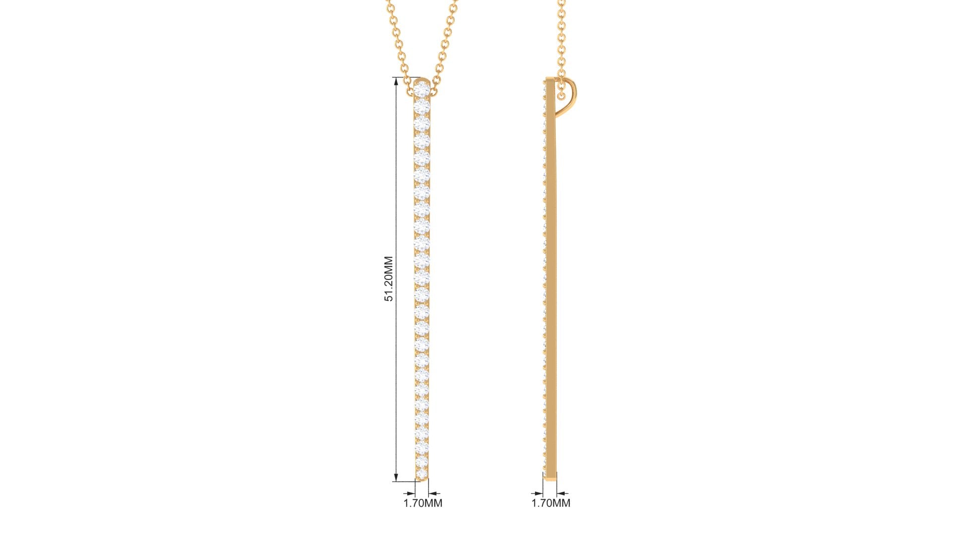 1.25 CT Certified Moissanite Bar Dangle Pendant