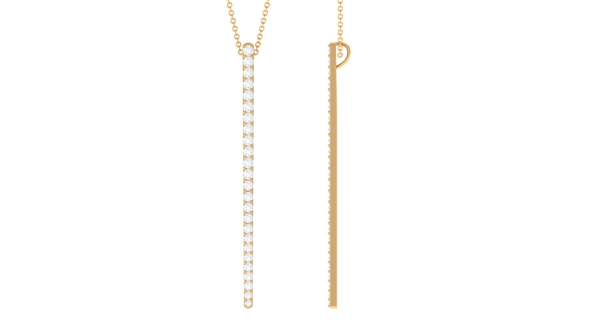 1.25 CT Certified Moissanite Bar Dangle Pendant