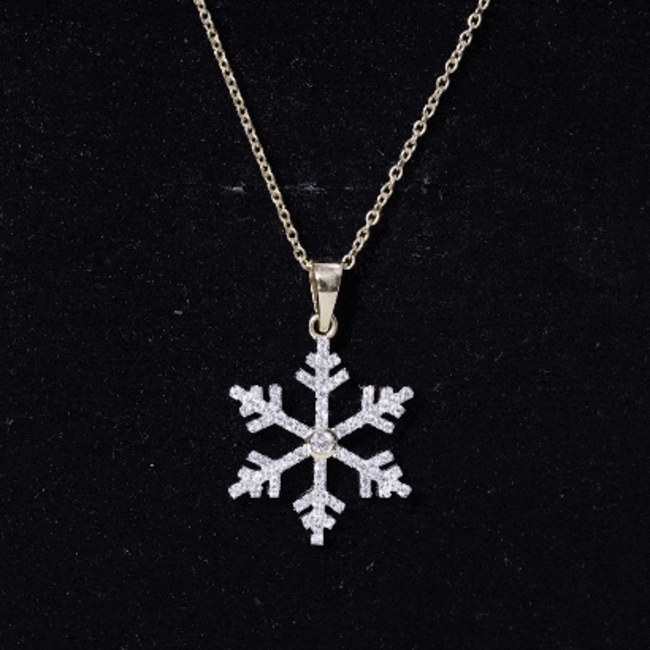 Certified Moissanite Frozen Snowflake Pendant in Gold