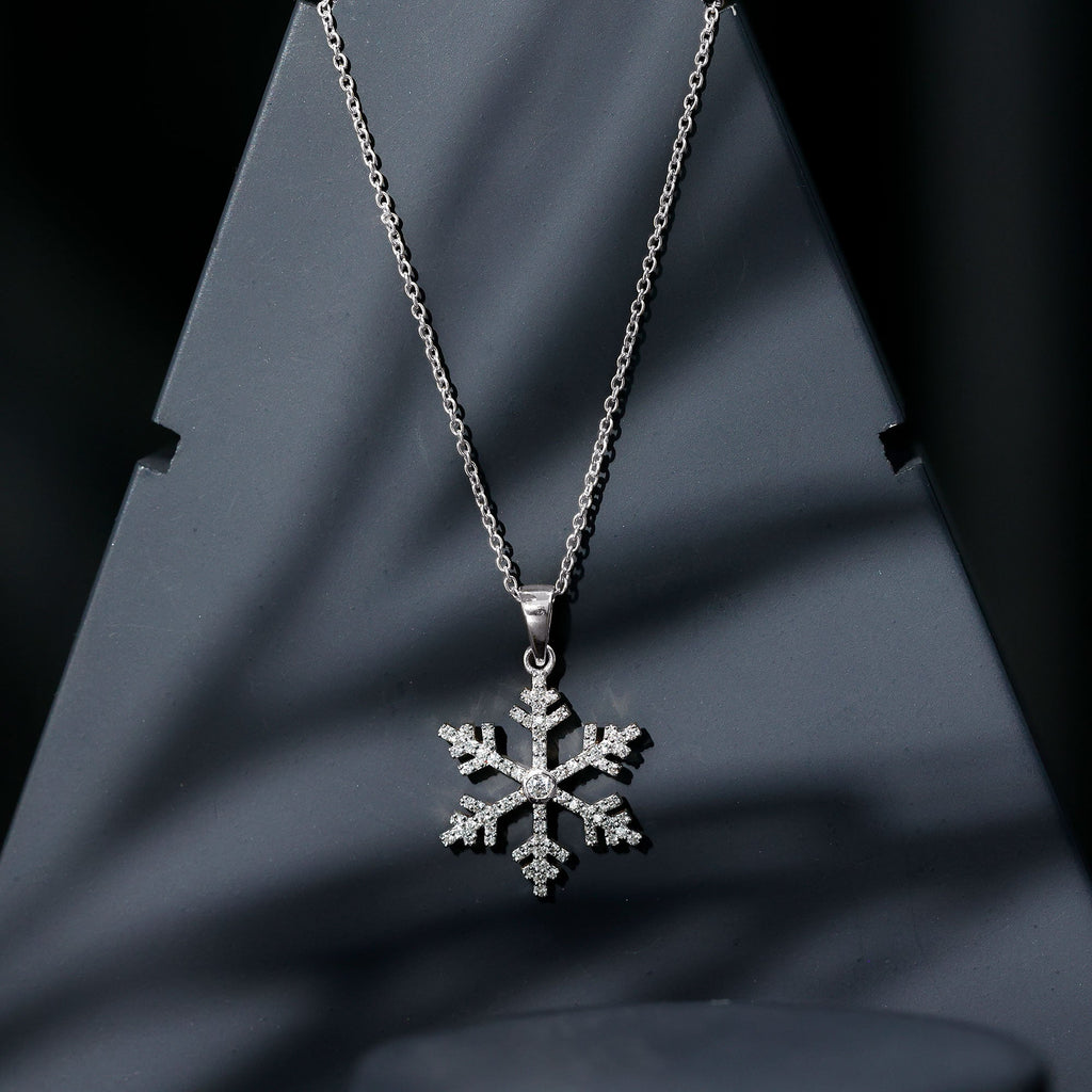 Certified Moissanite Frozen Snowflake Pendant in Gold