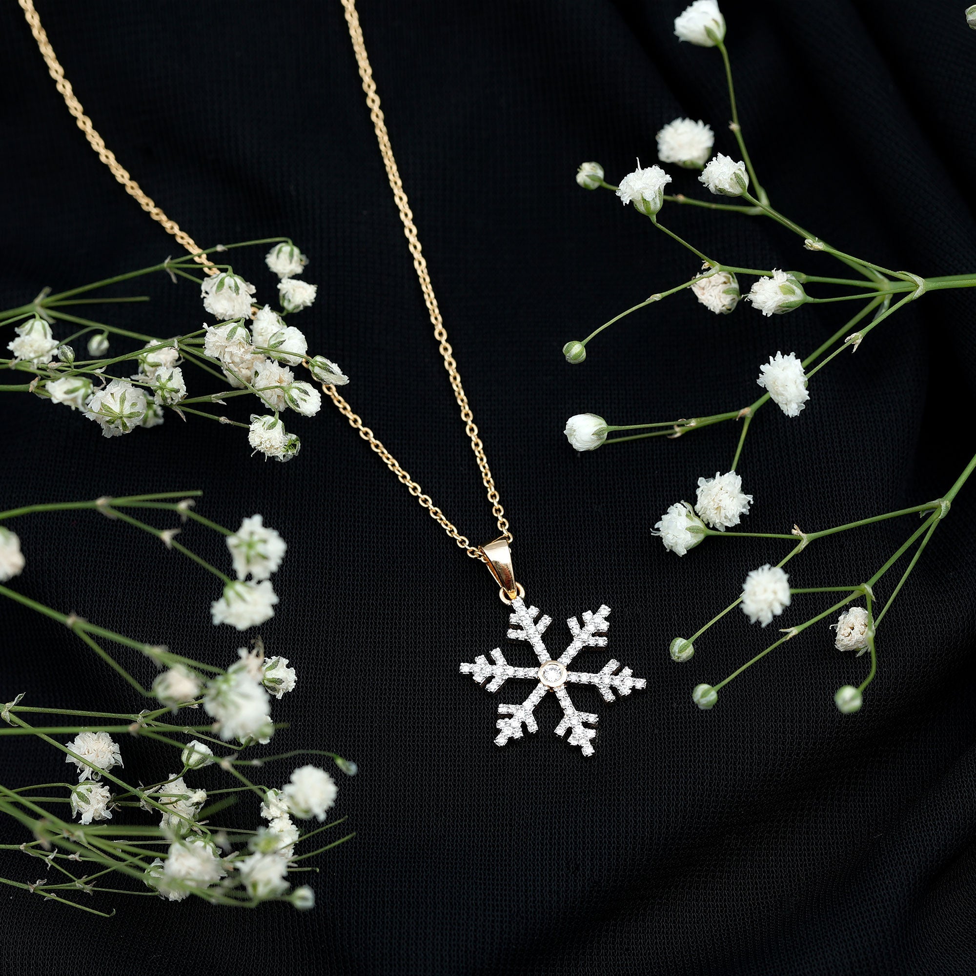 Certified Moissanite Frozen Snowflake Pendant in Gold