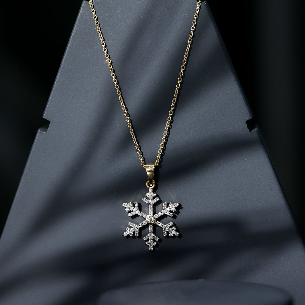 Certified Moissanite Frozen Snowflake Pendant in Gold
