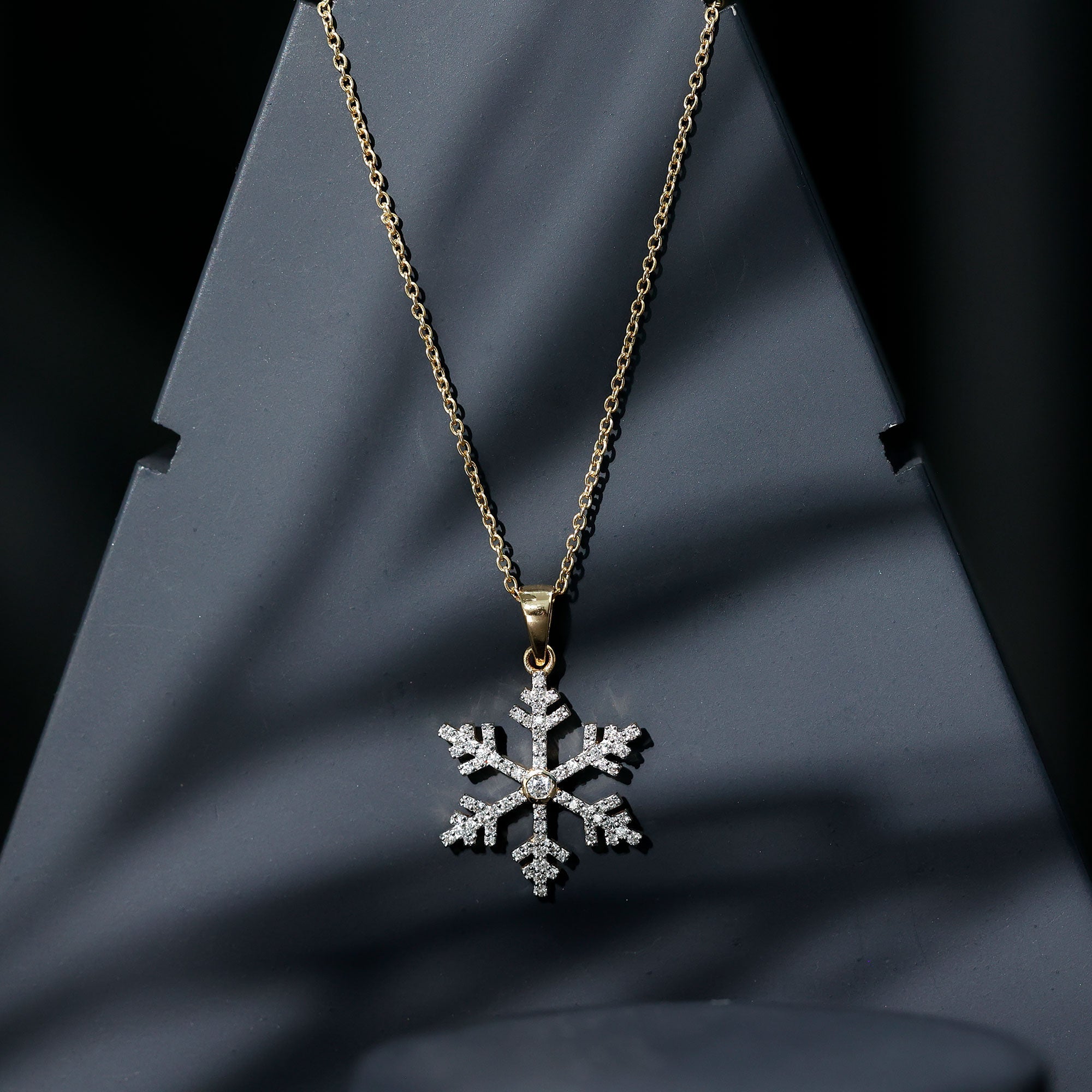 Certified Moissanite Frozen Snowflake Pendant in Gold