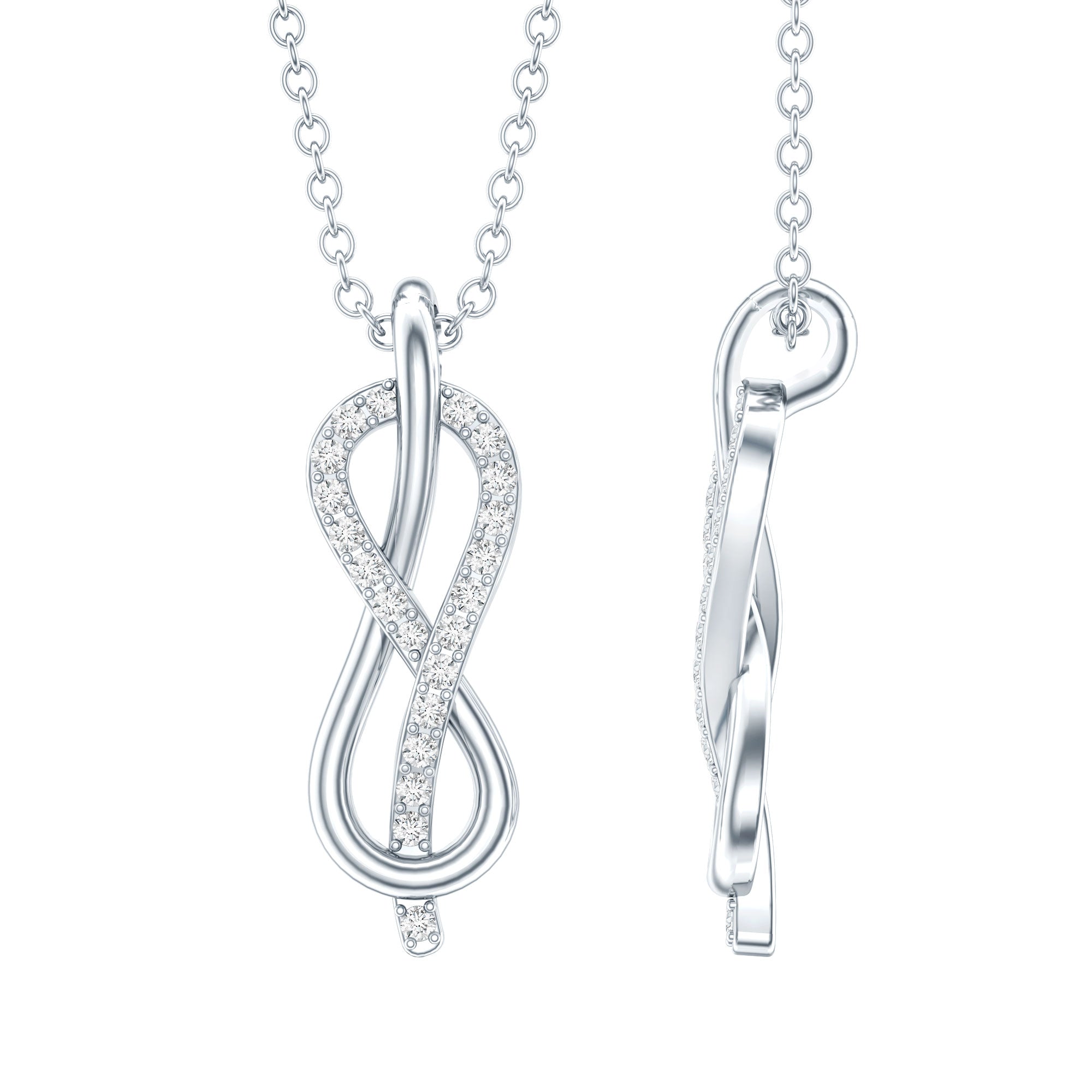 Certified Moissanite Infinity Pendant Necklace with Chain