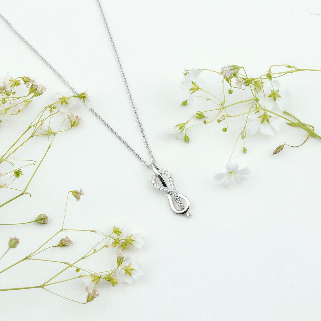 Certified Moissanite Infinity Pendant Necklace with Chain