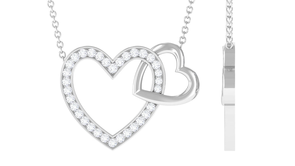 1/2 Certified Moissanite Twin Heart Gold Necklace