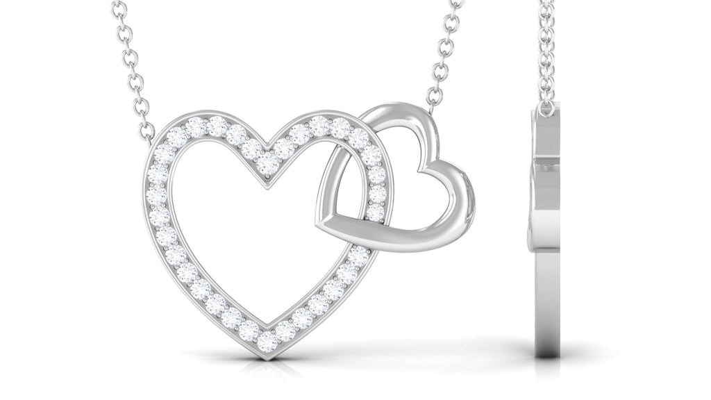 1/2 Certified Moissanite Twin Heart Gold Necklace