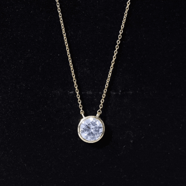 2 CT Certified Moissanite Solitaire Necklace in Bezel Setting