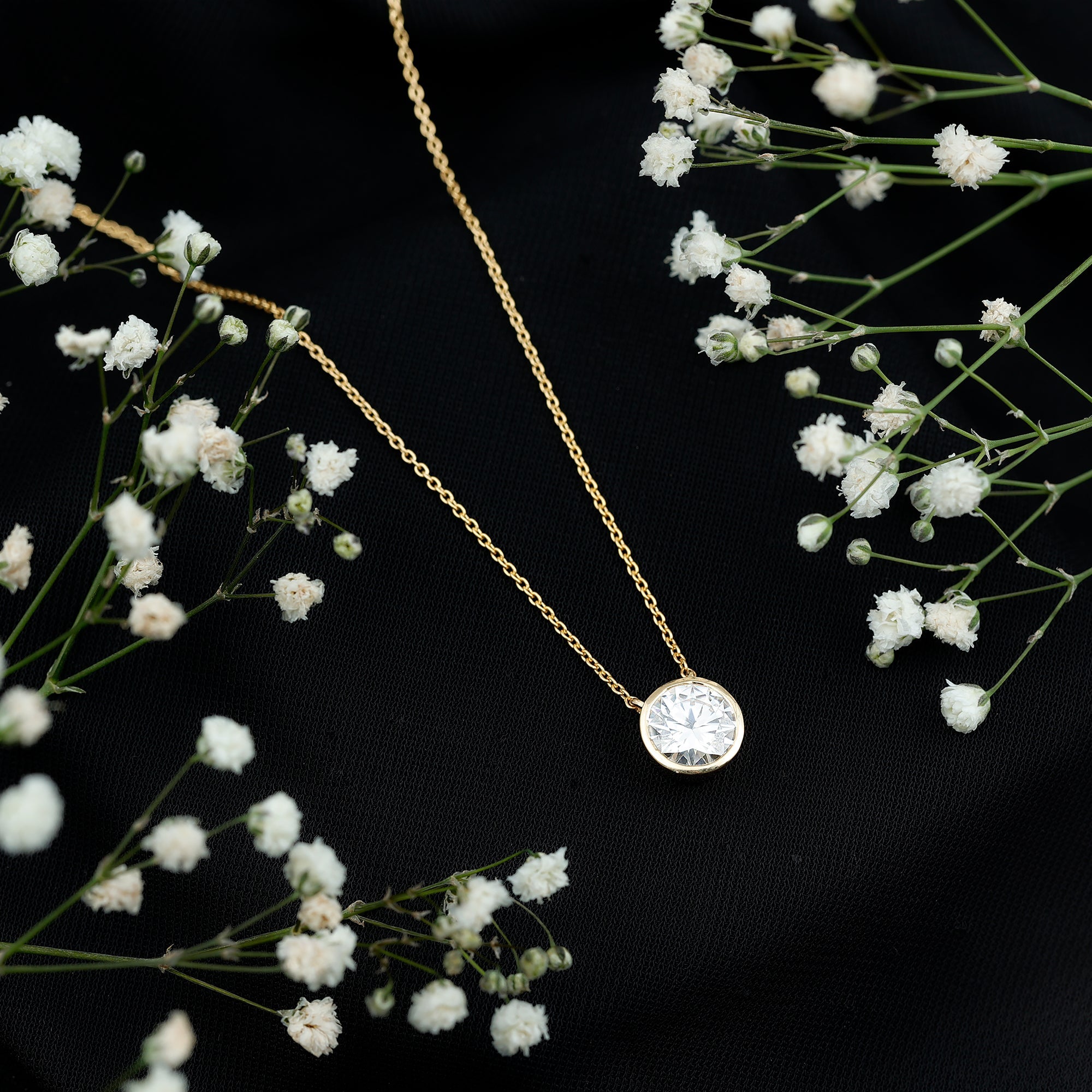 2 CT Certified Moissanite Solitaire Necklace in Bezel Setting