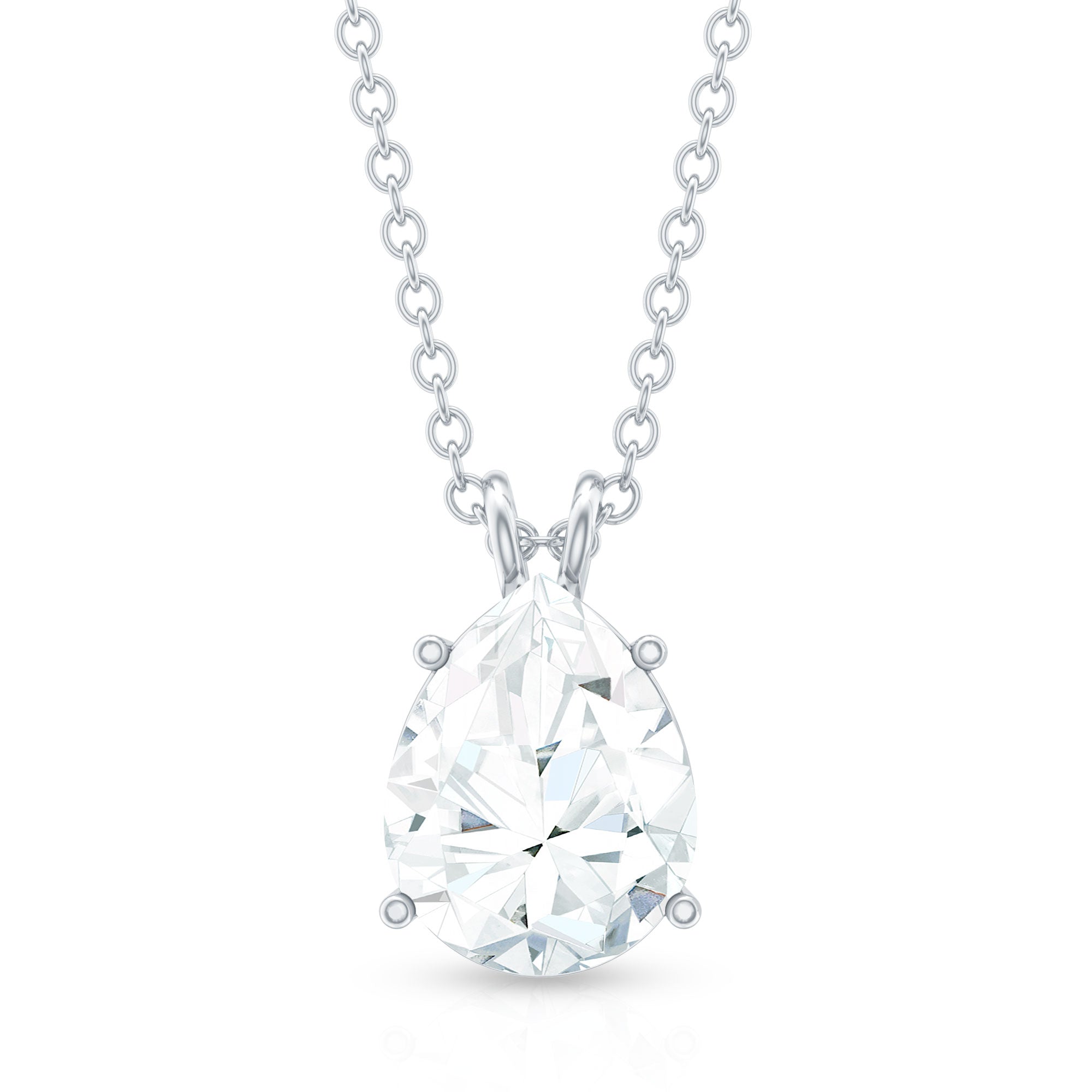 Certified Moissanite Teardrop Solitaire Pendant in Prong Setting
