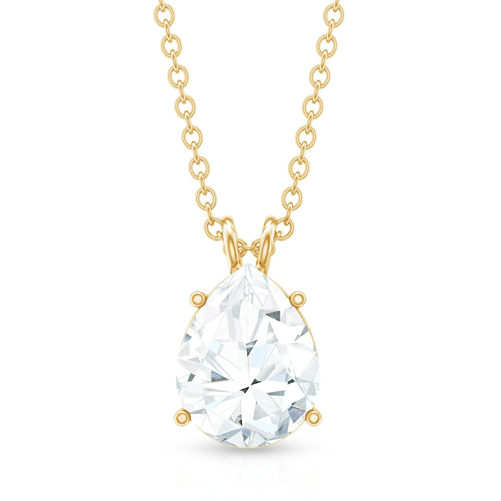 Certified Moissanite Teardrop Solitaire Pendant in Prong Setting