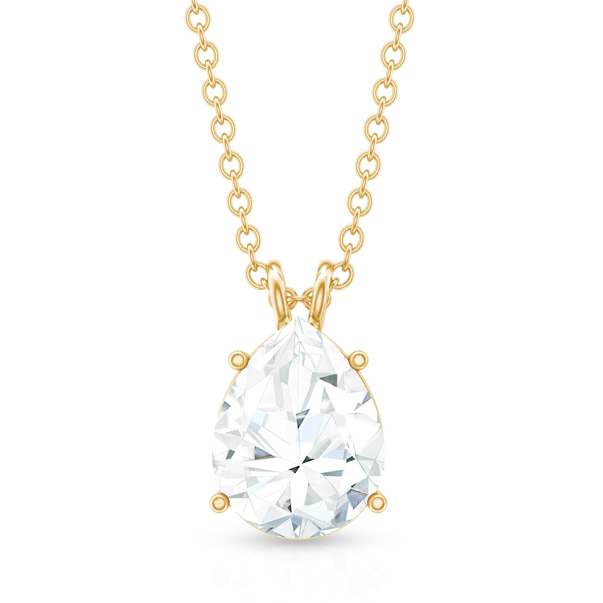 Certified Moissanite Teardrop Solitaire Pendant in Prong Setting