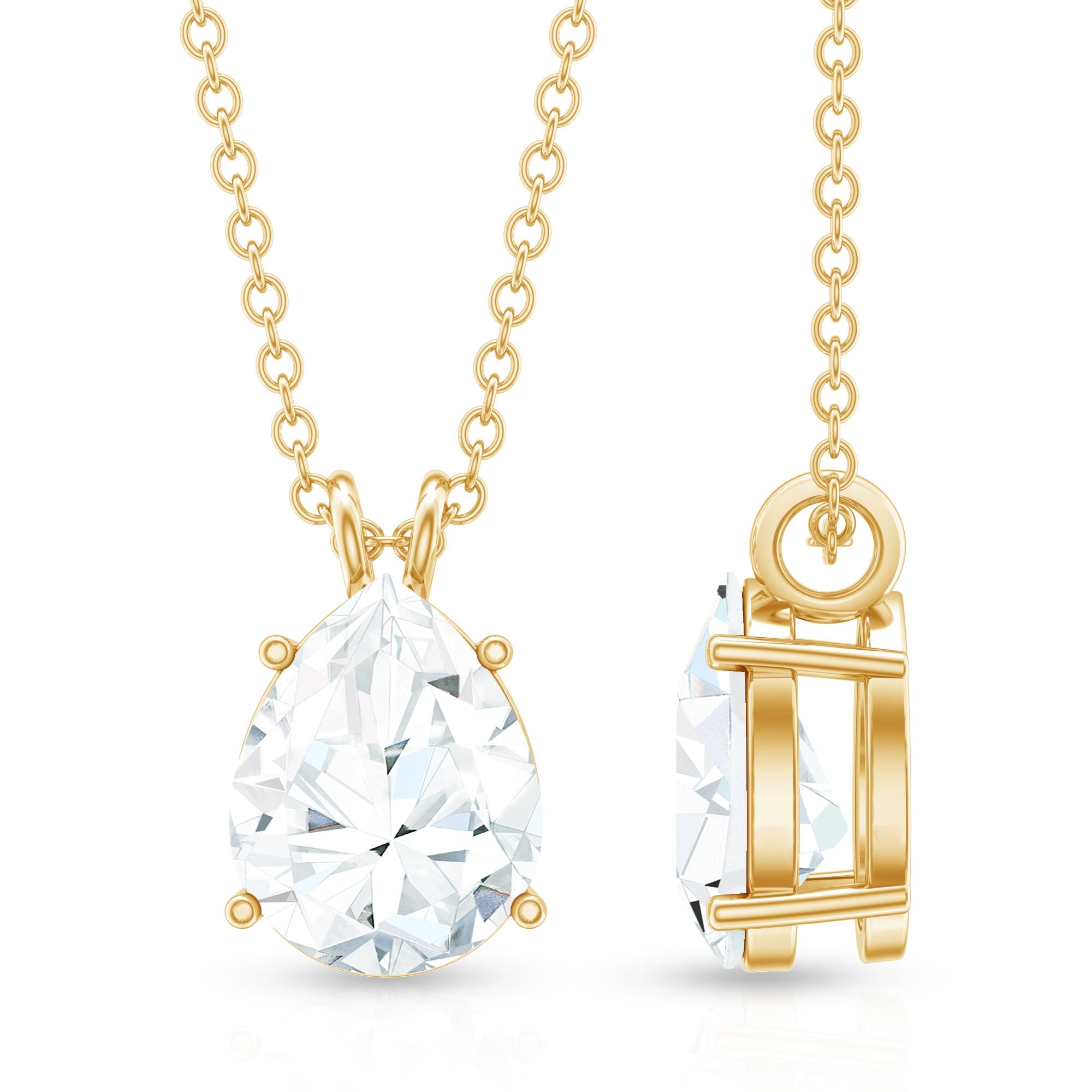Certified Moissanite Teardrop Solitaire Pendant in Prong Setting