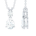 Certified Round and Pear Shaped Moissanite Two Stone Pendant