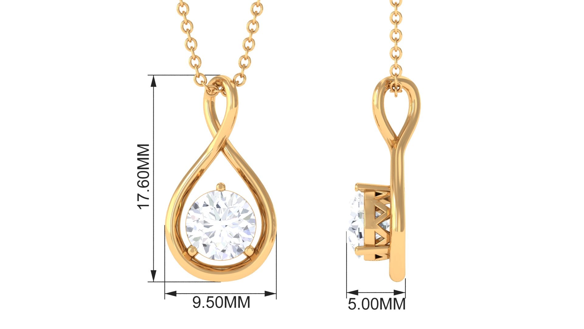 Certified Moissanite Solitaire Infinity Pendant