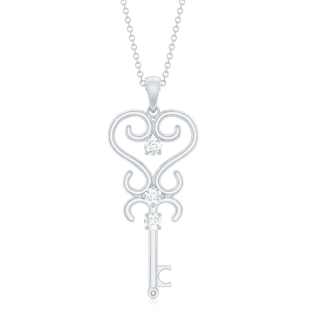 Vintage Moissanite Key Shape Pendant