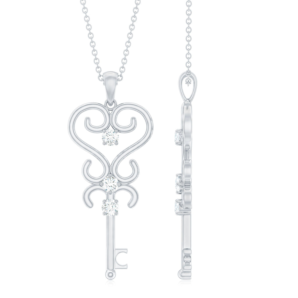 Vintage Moissanite Key Shape Pendant