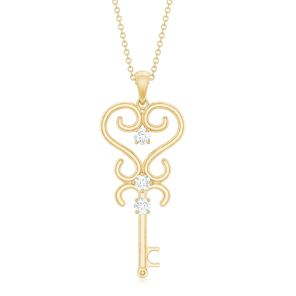 Vintage Moissanite Key Shape Pendant