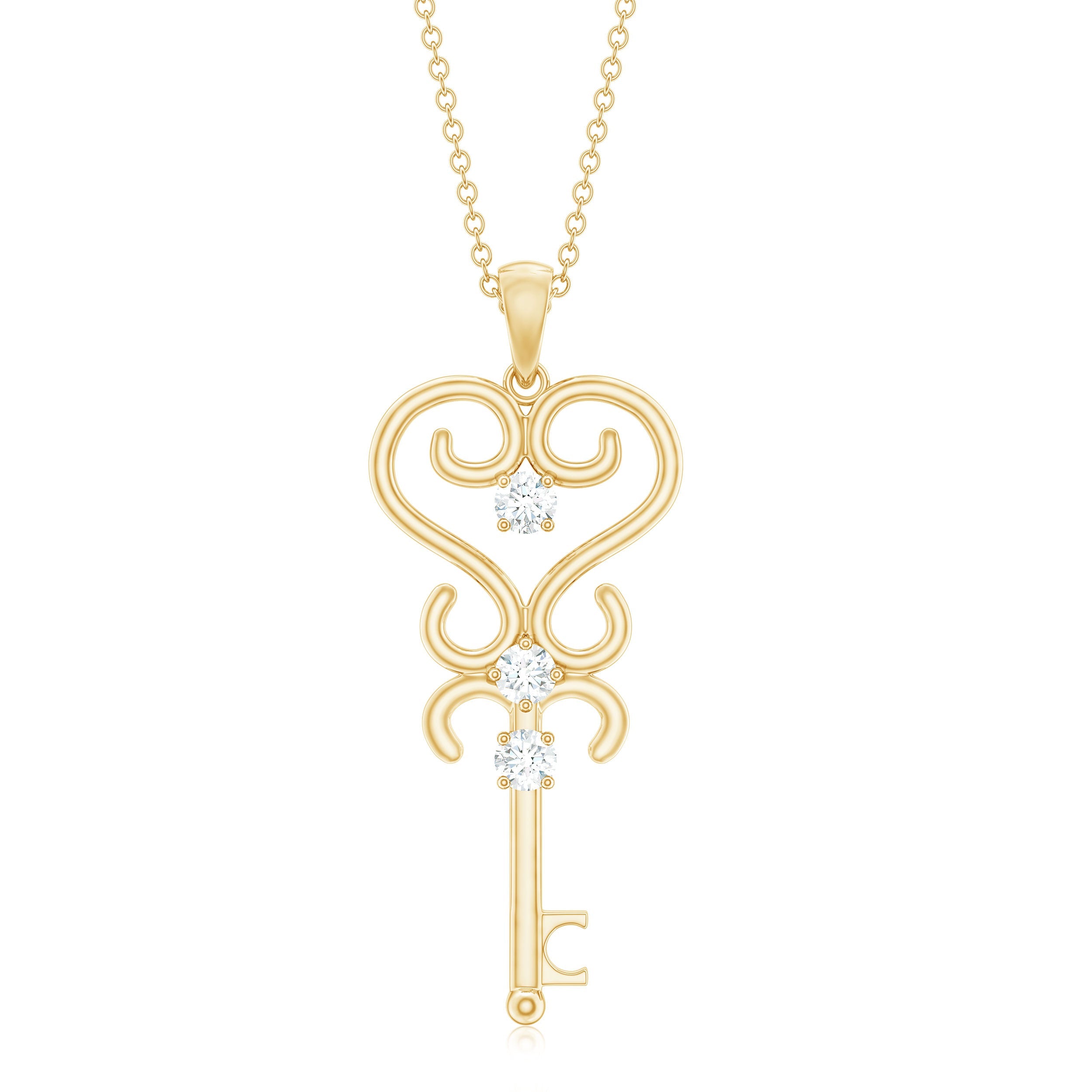 Vintage Moissanite Key Shape Pendant