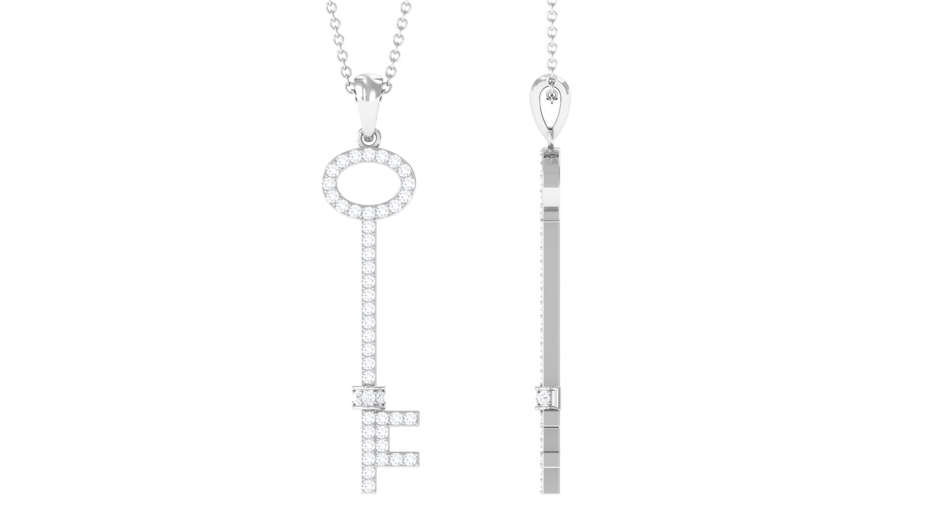 Certified Moissanite Key Pendant