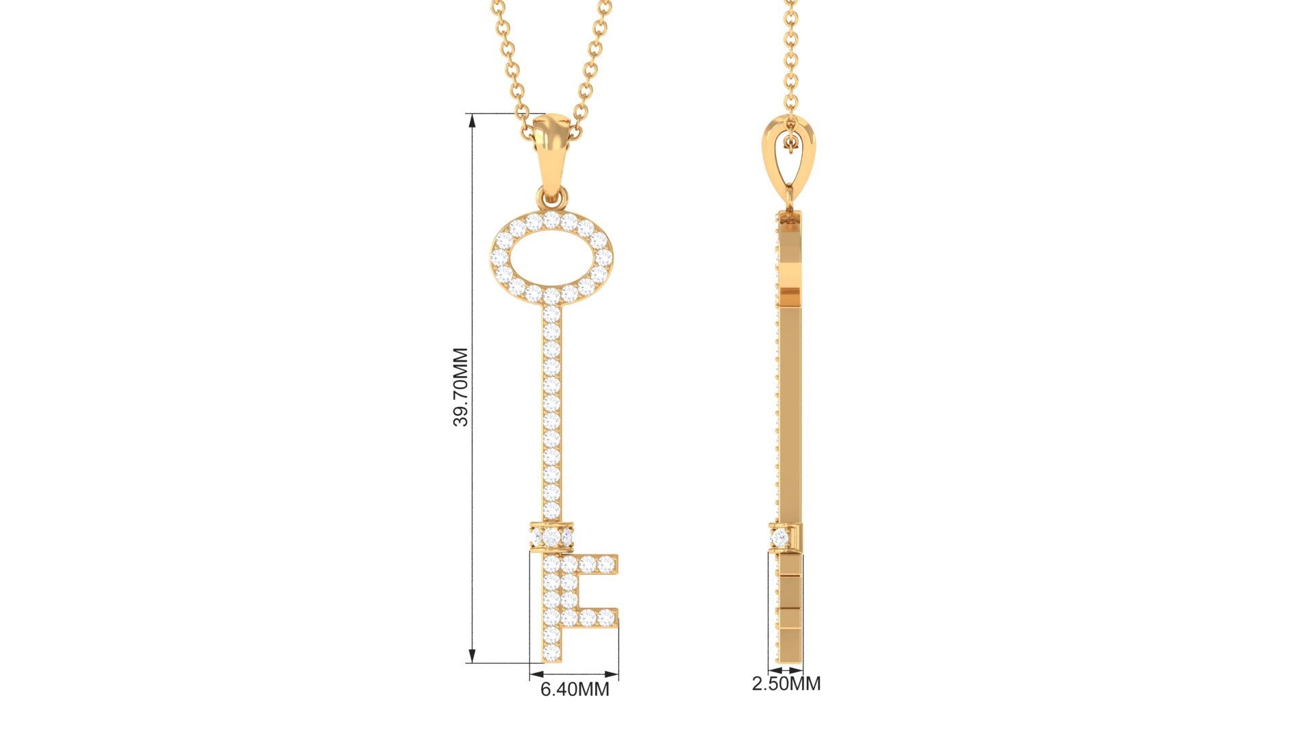 Certified Moissanite Key Pendant