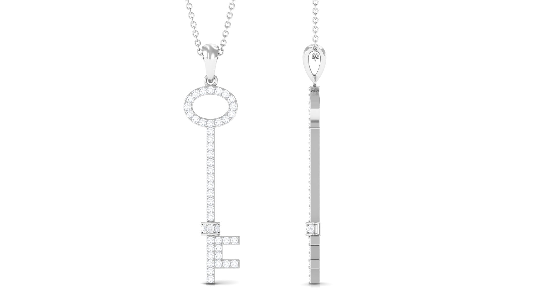 Certified Moissanite Key Pendant