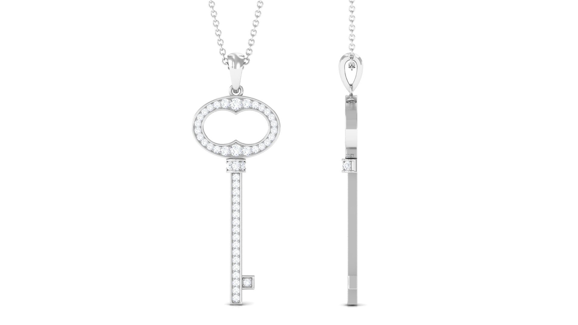 Classic Moissanite Key Pendant Necklace