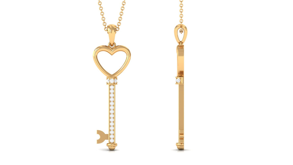 Moissanite Open Heart Key Pendant Necklace