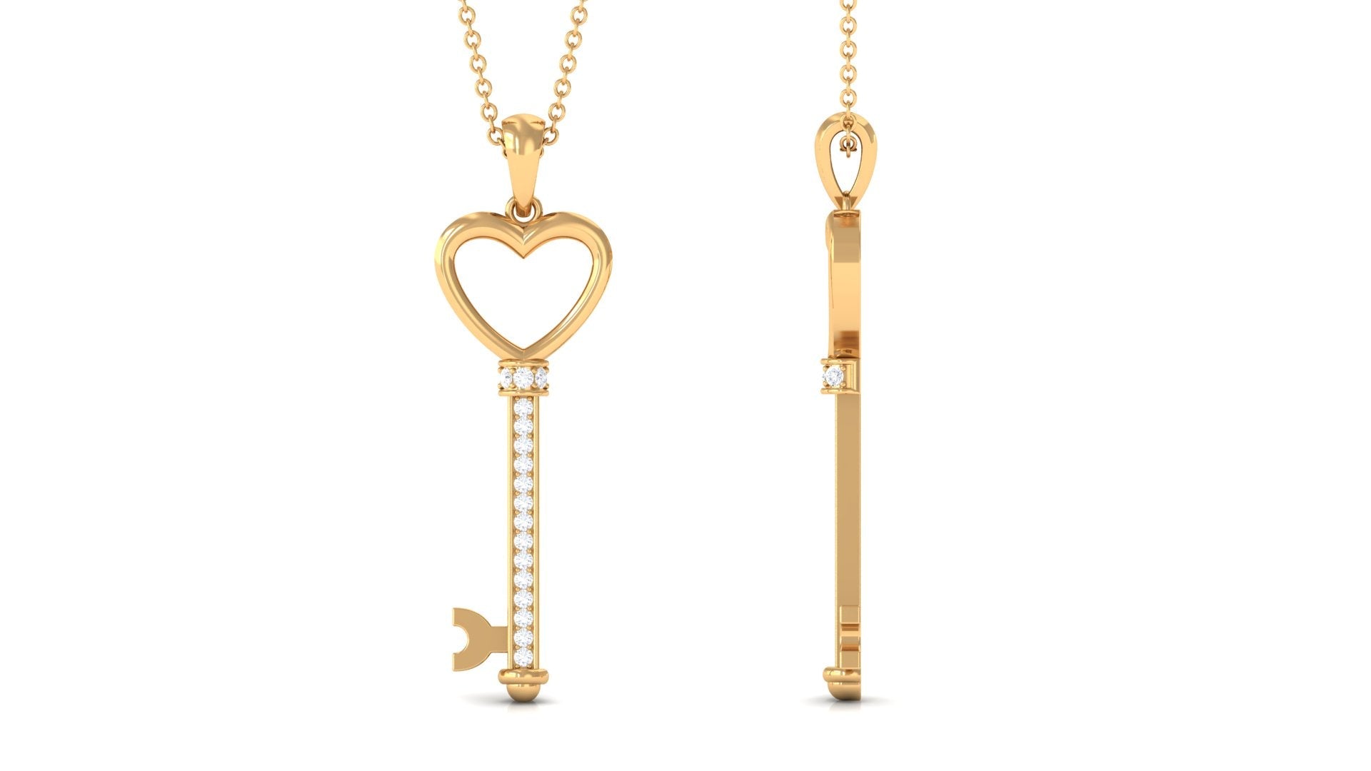 Moissanite Open Heart Key Pendant Necklace