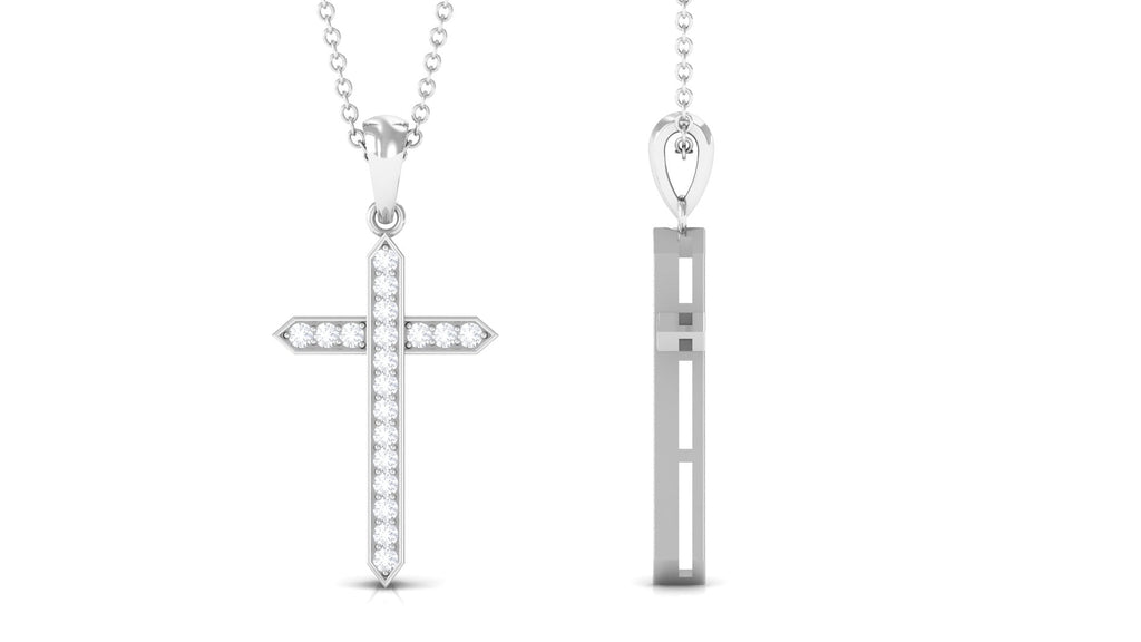 Round Moissanite Cross Pendant Necklace