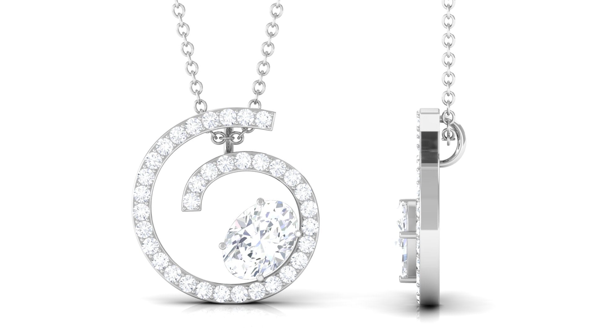 1.25 CT Contemporary Swirl Pendant with Moissanite in Gold