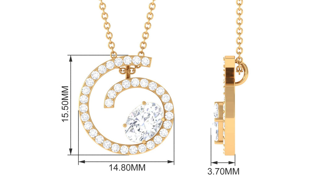 1.25 CT Contemporary Swirl Pendant with Moissanite in Gold