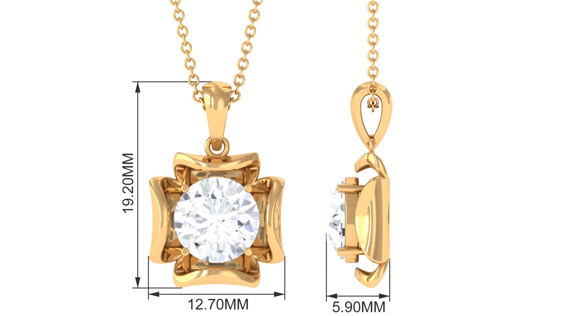 Certified Moissanite Solitaire Pendant in Prong Setting