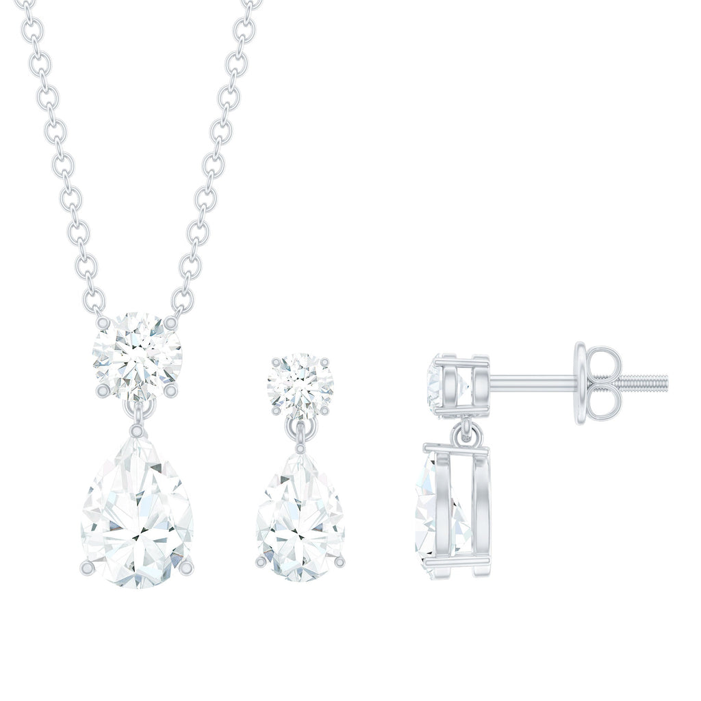 2.5 CT Moissanite Teardrop Two Stone Jewelry Set