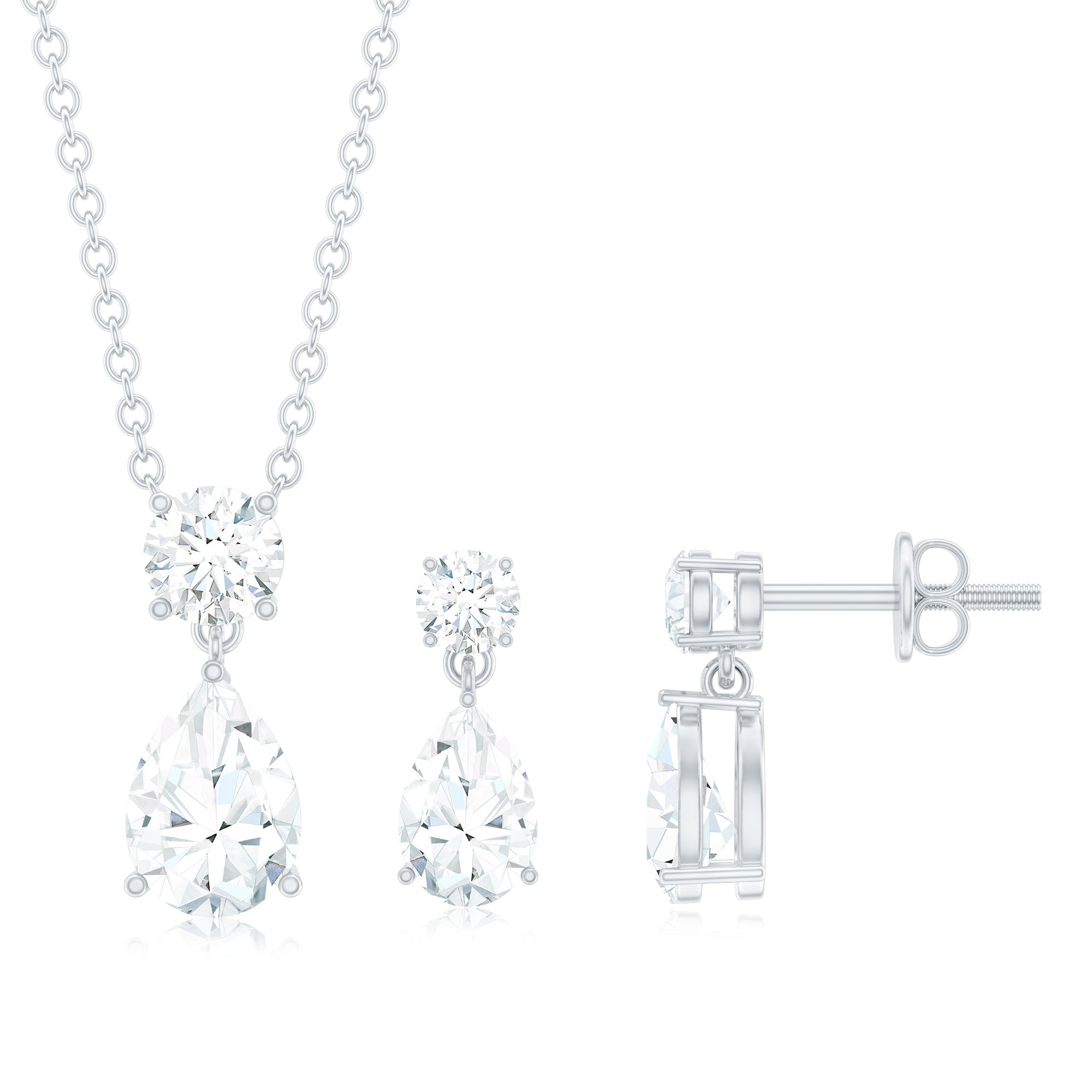 2.5 CT Moissanite Teardrop Two Stone Jewelry Set