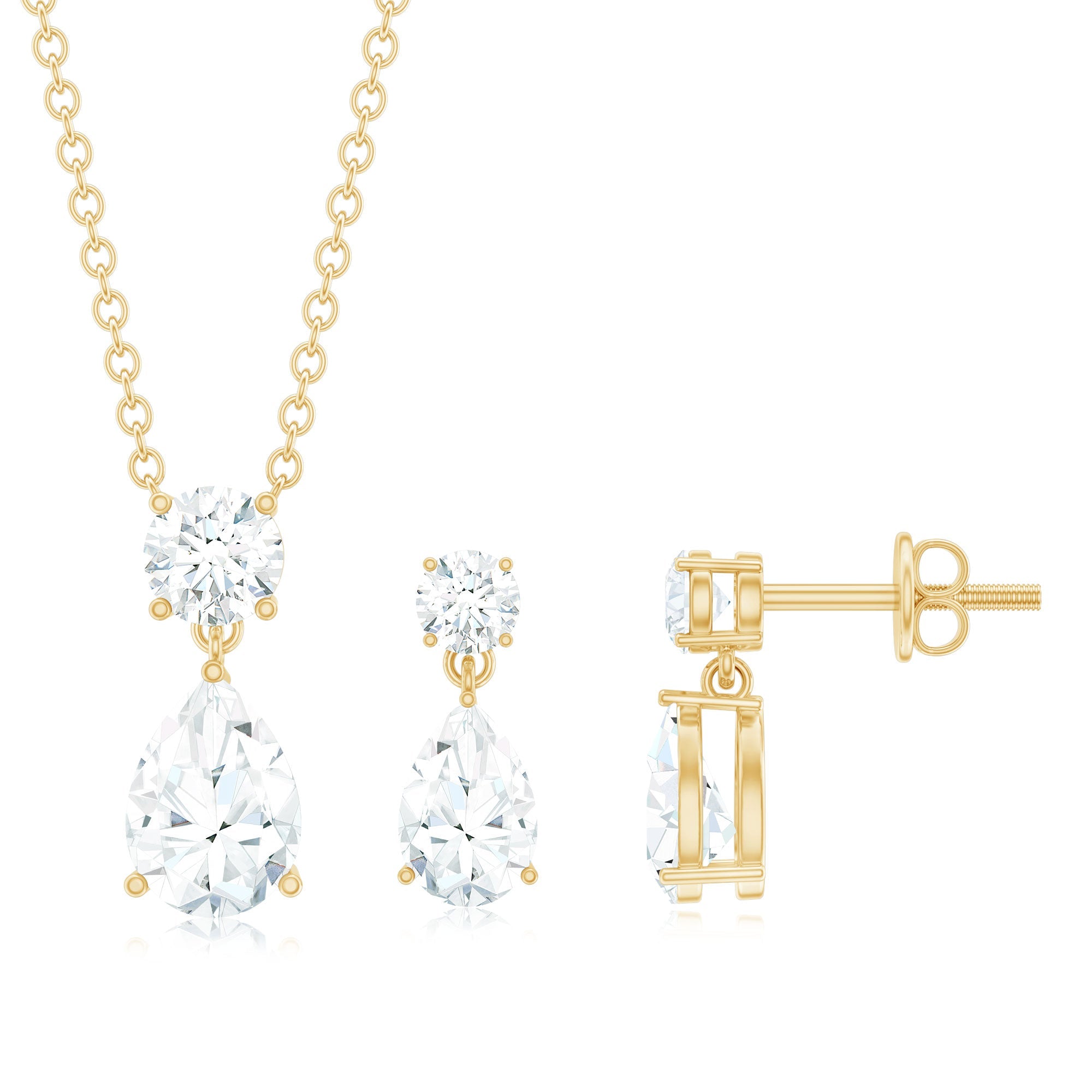2.5 CT Moissanite Teardrop Two Stone Jewelry Set